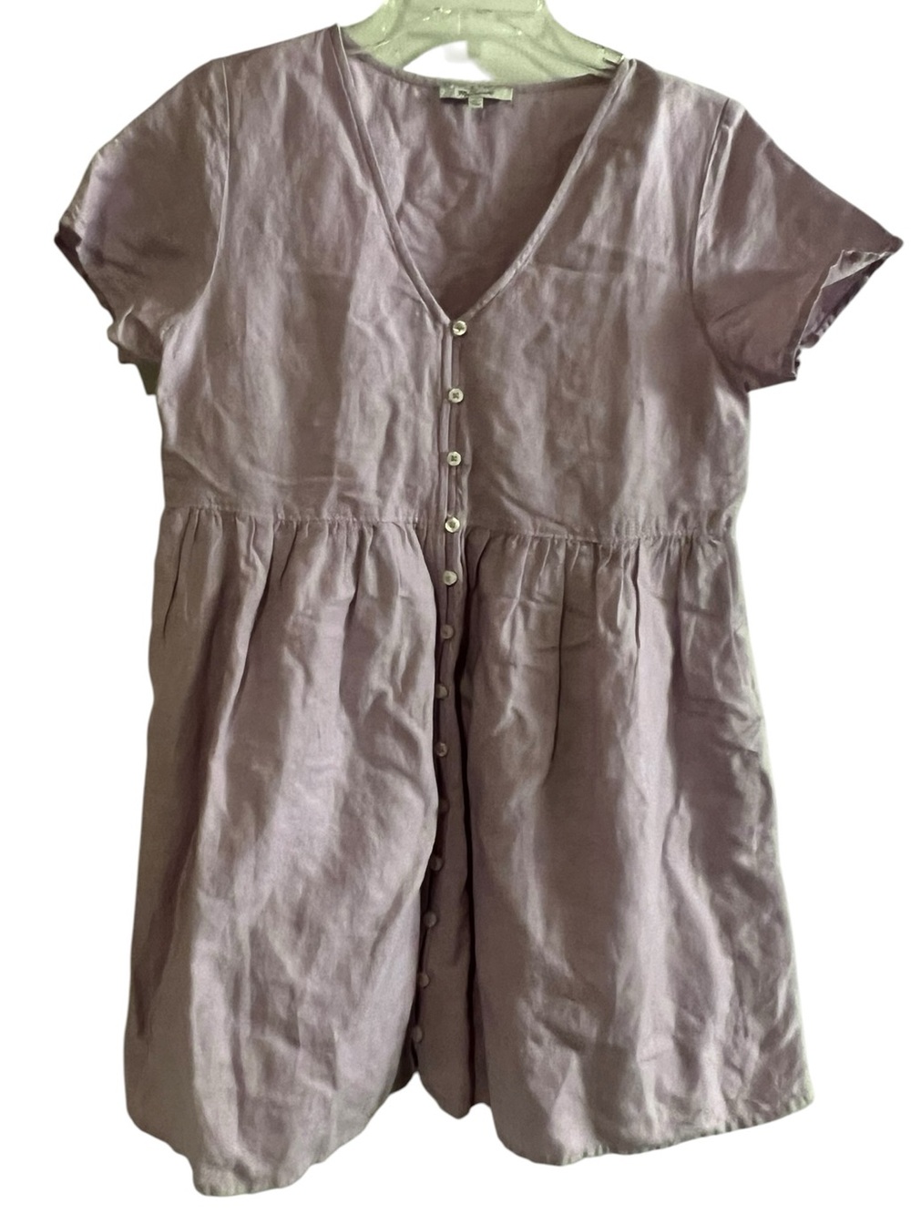 Madewell Lavender Button-Front Short Sleeve Dress